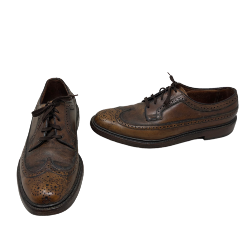 VTG Florsheim Imperial Mens Brown Brogue Wingtip Dress Shoe Size 10 B - Picture 1 of 12