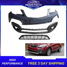 Front Bumper Cover Upper & Lower Grille Compatible with 2013-2016 Buick Encore 