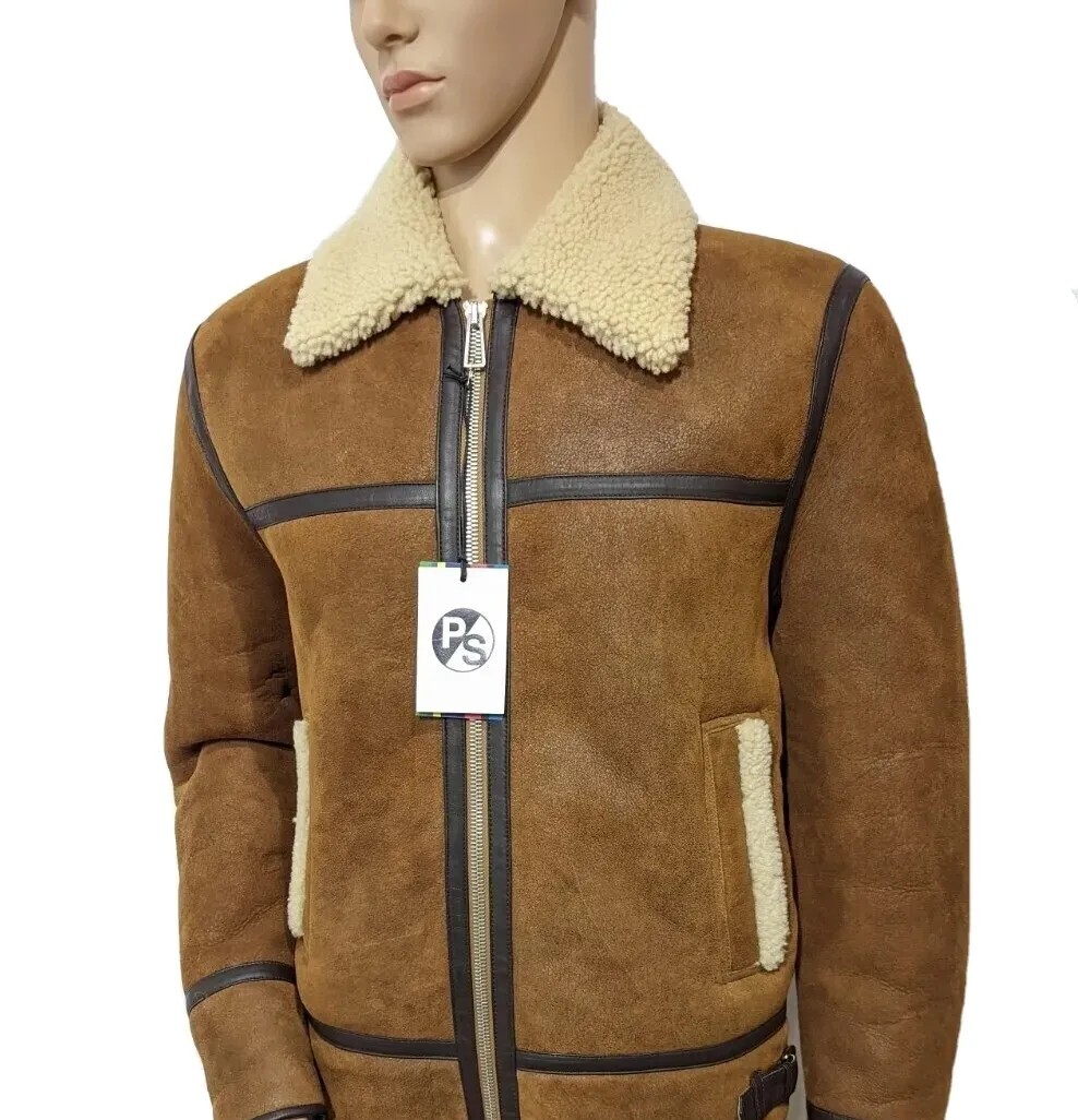 BNWT Paul Smith Mens Slim Leather Shearling Jacket Tobacco BNWT Paul Smith Mens Slim Leather Shearling Jacket Tobacco