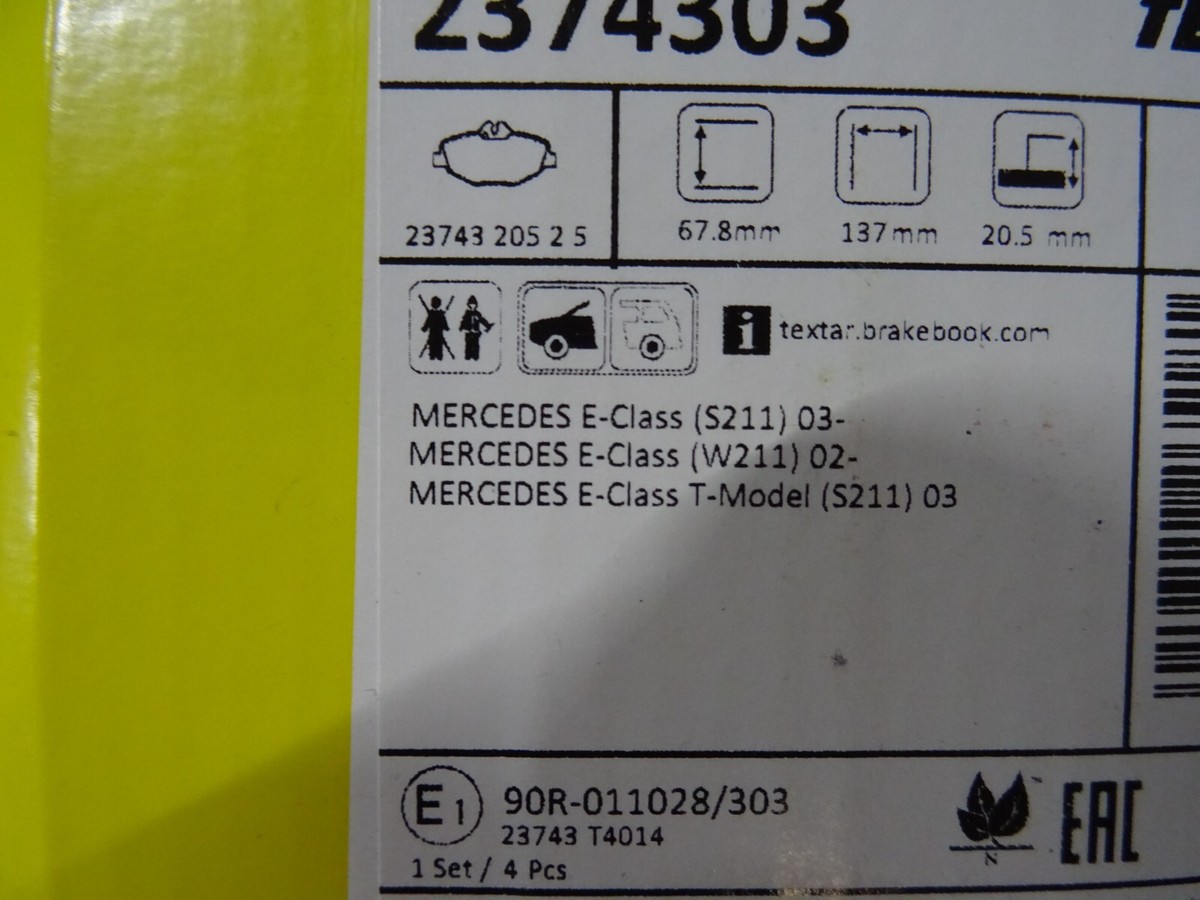 Bremsbelagsatz TEXTAR 2374303, Vorne Für Mercedes-Benz