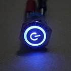 NEW 19mm 12v Blue LED Power symbol&angle eye Metal ON/off Push button Switch