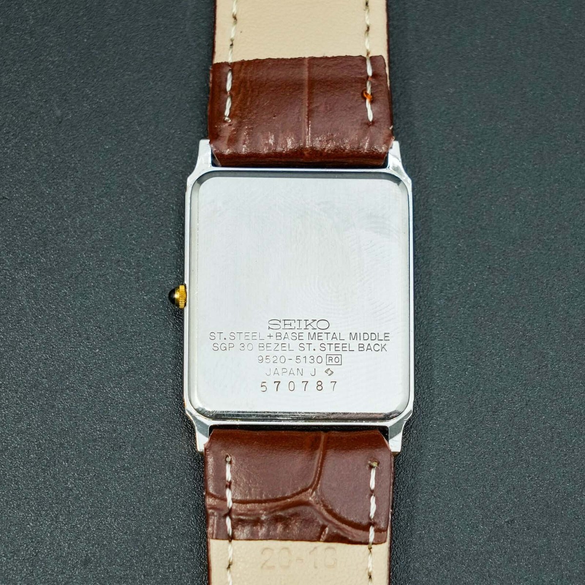 Vintage 1985 [N-MINT] SEIKO Dolce 9520-5130 New Band Square Tank