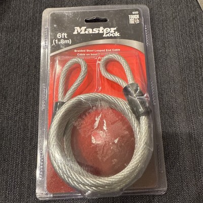 Master Lock 6ft X 1/4'' 65D Braided Steel Looped End Cable NEW NIP