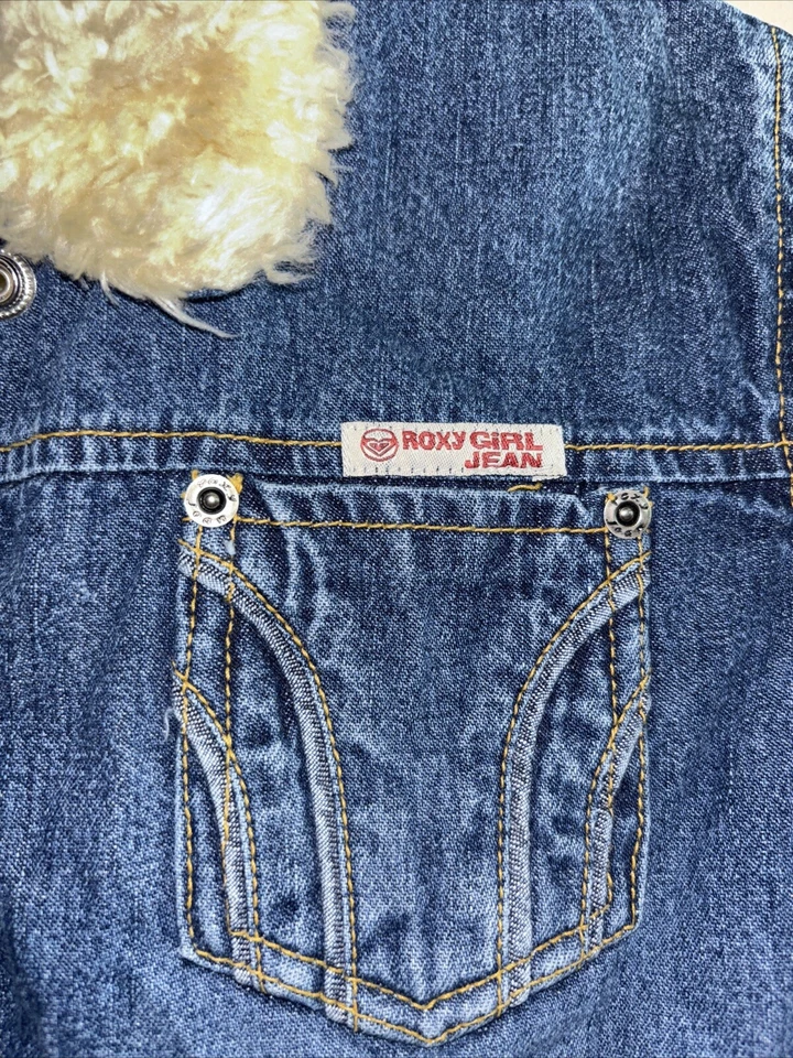 Chaqueta Corta Denim Forro de Piel Pennylane Quiksilver Roxy Niñas Talla XL De Colección Y2K Foto 3 de 4