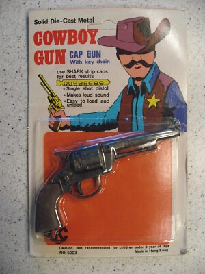 Vtg Cowboy Gun Toy Cap Gun with Key Chain - Die Cast Metal No. 5003