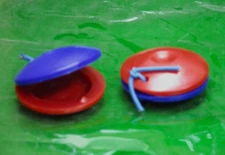 1 Dozen of  Plastic Finger Castanets/clappers - Blue & Red clappers