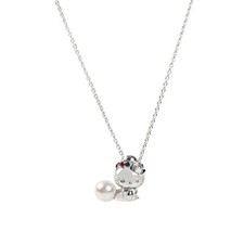 Moon Label Hello Kitty Necklace Sanrio Pendant Pearl Women's w/Box Japan New
