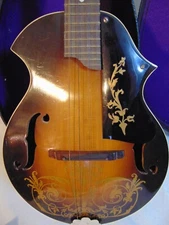 KAY KRAFT Stenciled Sunburst Style A 1930's MANDOLIN Arch Top 8 strings w/Case