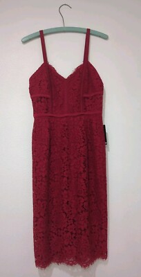 Express Womens Dress Size 6 Red Floral Red Lace Sleeveless Eyelet Bodycon