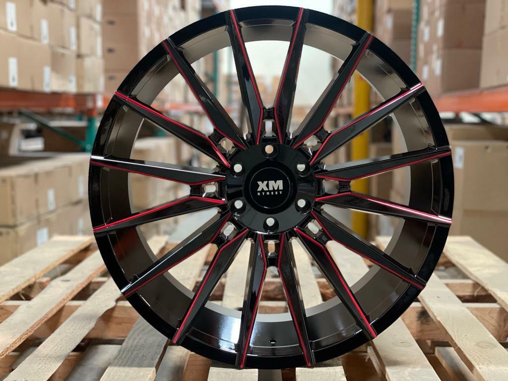 Xm Street Rims 24 XM Street Wheels XM 610 Red Milled Rims Fit Silverado Tahoe Yukon ...
