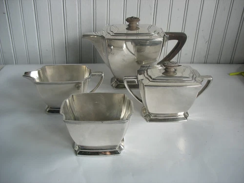 Vtg 4 pc ROGERS BROTHERS Legacy Silverplate ART DECO Tea Service Set c1929