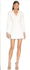 Alice + Olivia Kyrie Tuxedo Dress White Size 6  New NWT 