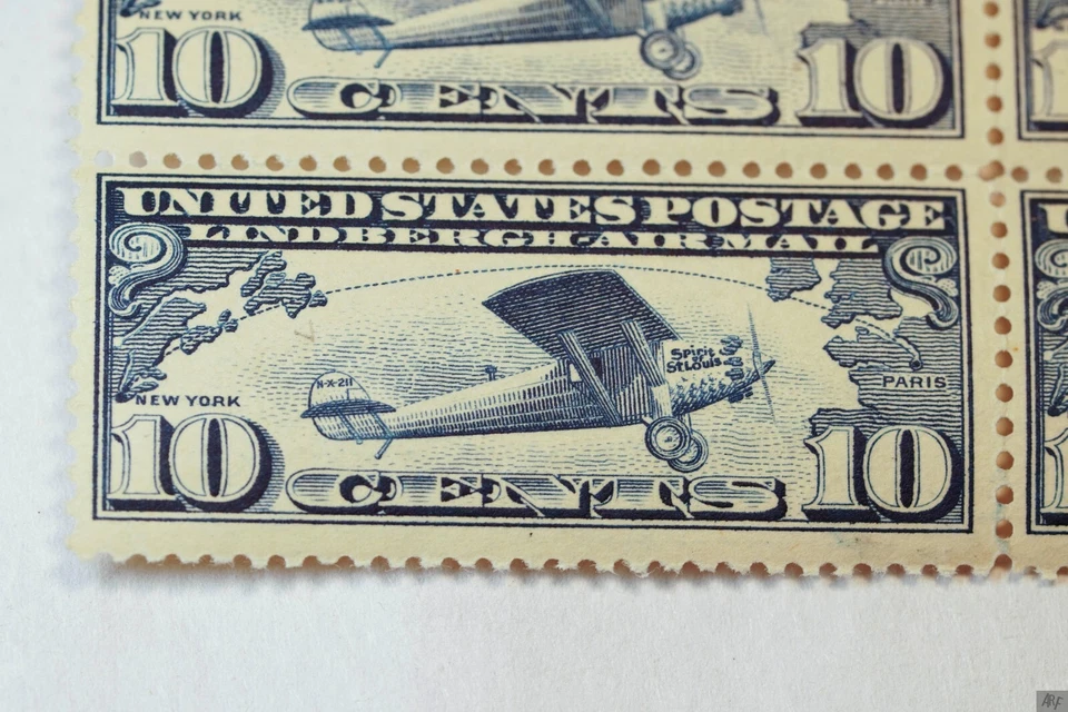 US Scott #C10 Block of Four Mint MNH 1927 Lindberg Air Mail - Image 2 of 4