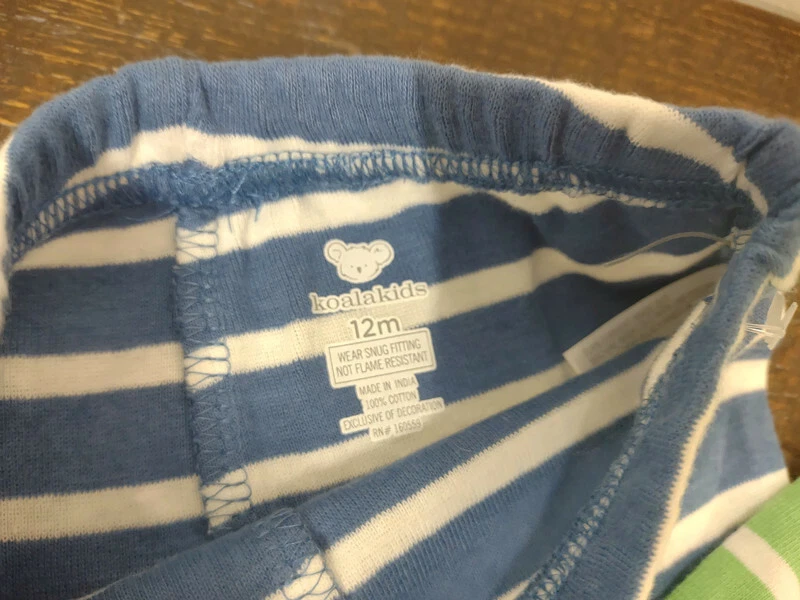 Little Me Koala Niños Niños 12M Lote de 2 Ropa Rayas Verde Azul Foto 4 de 4