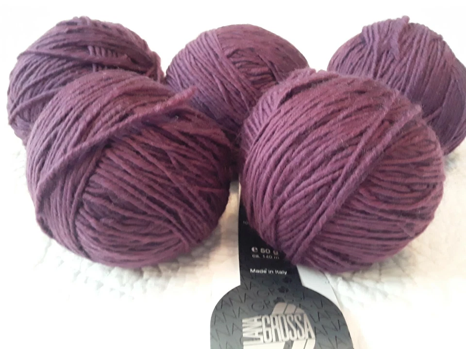 Lana Grossa Qui Extrafine Merino Wool Yarn 5 Sks Purple 009 Already Wound Italy - Image 2 of 4