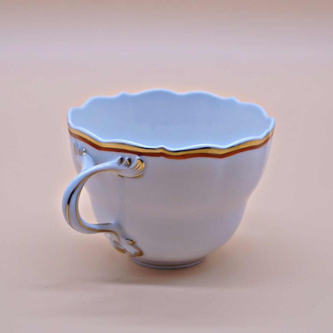 Meissen Porzellan Koralle Tasse Goldrand | Kaffeetasse Ø 9cm - 2. Schleifstriche