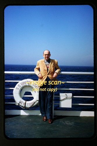 1950s Kodachrome Slide of Man on the SS United States Passenger Ship