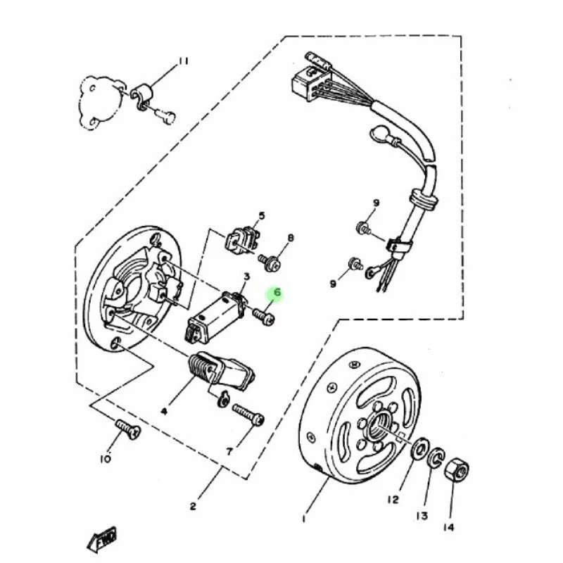 Pieza Original Yamaha RX-King 135 Conjunto de Strator Magnético Tornillo Cabezal 98517-04012 Foto 2 de 2