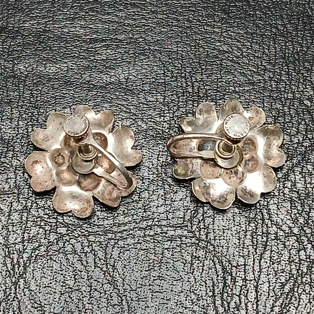 Vintage Sterling Silver 925 Flower Screw Back Earrings. 11-729 | eBay