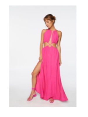 white christmas dresses Criss Cross Cut Out Halter Mini Dress Coral / S main image 0