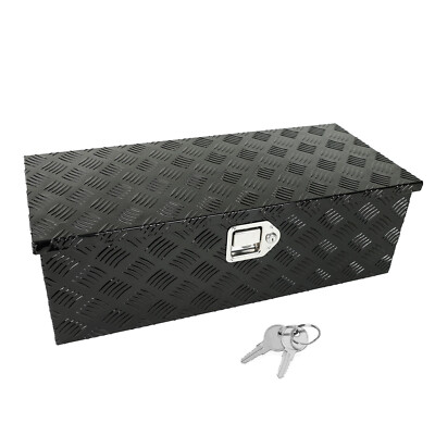 30''X13''X10'' ALUMINUM PICKUP TRUCK TRUNK BED TOOL BOX TRAILER STORAGE+LOCK BLACK