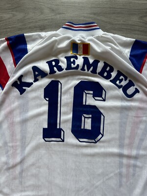 France #16 KAREMBEU Away Football Shirt Jersey 1996/98 Adults