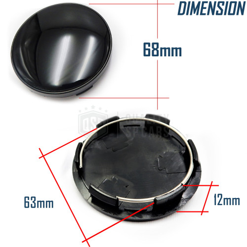 4 TAPPI COPRIMOZZO 68MM Nero Lucido PER Cerchi in Lega in ABS Copricerchi Tuning foto 4