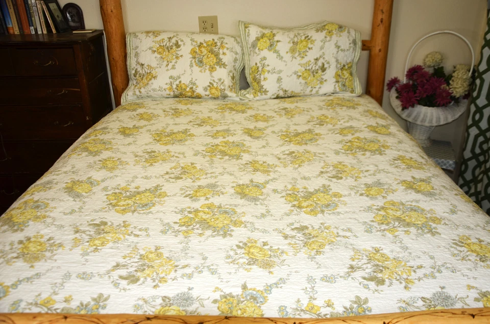 Edredón floral Country Living Cottagecore Shabby Chic Queen + Juego de fundas amarillas Foto 3 de 4