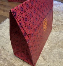 Tory Burch Large Triangle GIFT BAG Flap Closure 12"L x 10.5"H x 5"W EUC