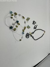 Set Of 4 Womens Multicolor Sea Glass Three Strand Necklace Earrings 80g