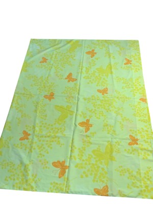 70's Springmaid Wondercale Twin Flat Sheet Set Butterfly Yellow Retro Bright
