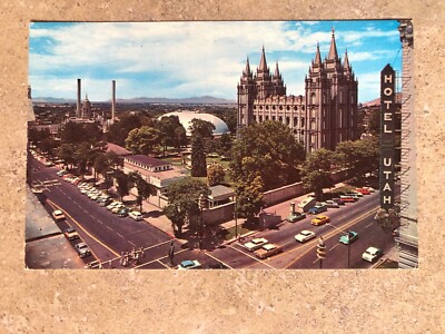 ARIEL VIEW TEMPLE SQUARE,UTAH HOTEL ,UTAH VINTAGE POSTCARD,UNPOSTED ; UT5