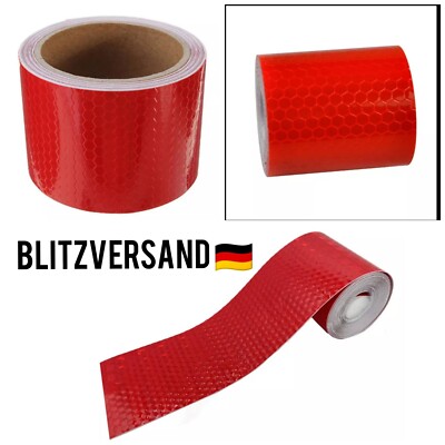 Reflektorfolie Reflektorband Selbstklebend Warnaufkleber Warnfolie Rot 3Mtrx5cm