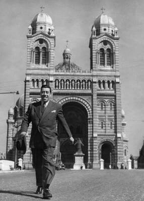 Fernandel Actor France Full length shot in front of Marseille - 1955 Old Photo