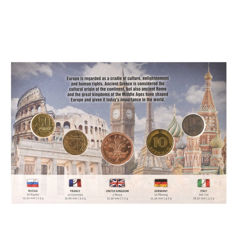 World Europe | 5 Coin Set | italy | Germany | United Kingdom | France | Russia - Image 2 of 2
