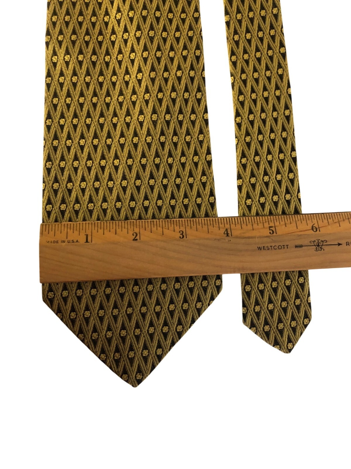 Robert Talbott Protocol Gold Black Geometric Silk… - image 4