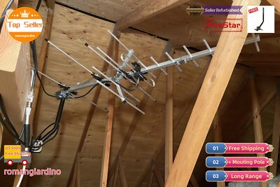 #ad #ad Yagi Outdoor HDTV Antenna 250 Mile Long Range w Mounting Pole $48.03