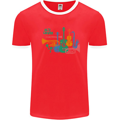 Jazz Lover Trumpet Saxophone Clarinet Mens Ringer T-Shirt