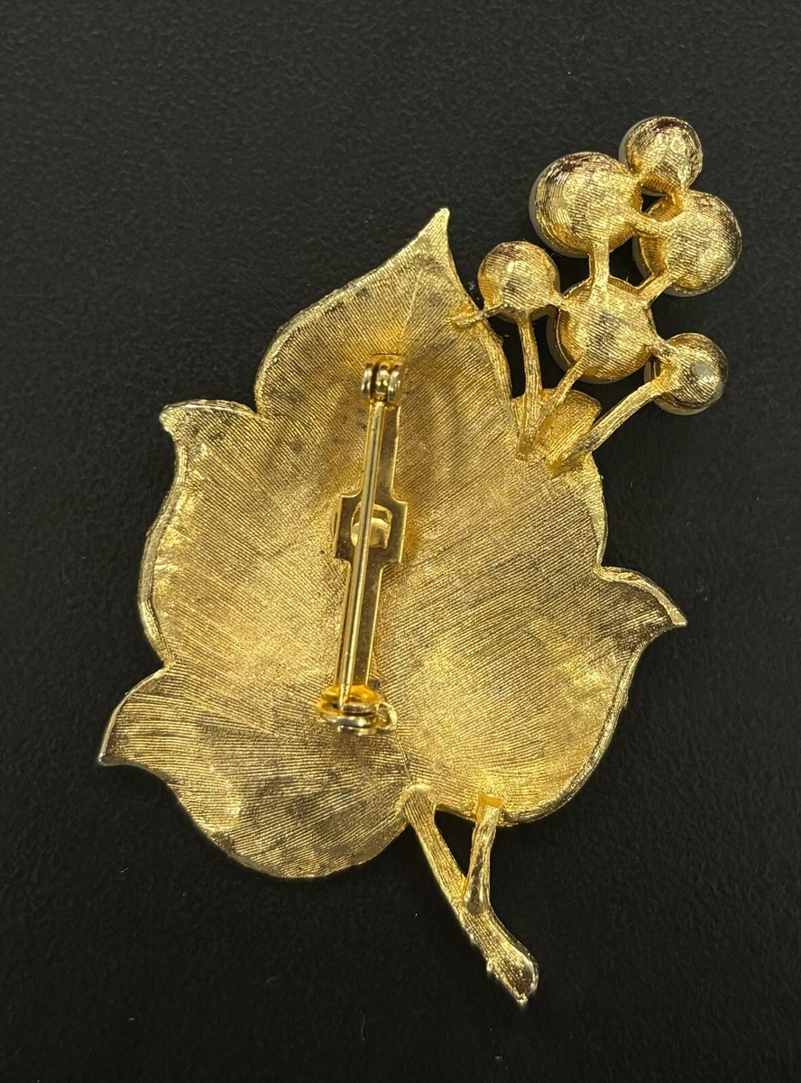 Gold Leaf Brooch with Pearls offshoot large statement brushed gold View 2
