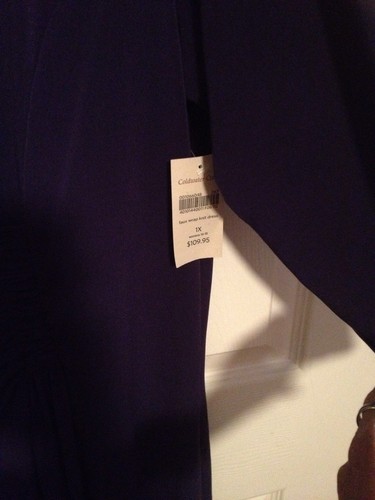 NWT Coldwater Creek Plus Size 1X Faux Wrap Knit Dress Dark Blue Slinky Travel - Picture 3 of 4