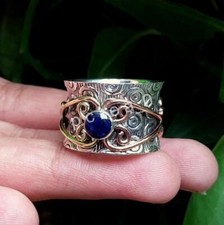 Lapis Ring Spinner Ring, Anxiety Ring Boho Ring Fidget Ring 925 Silver Ring V16
