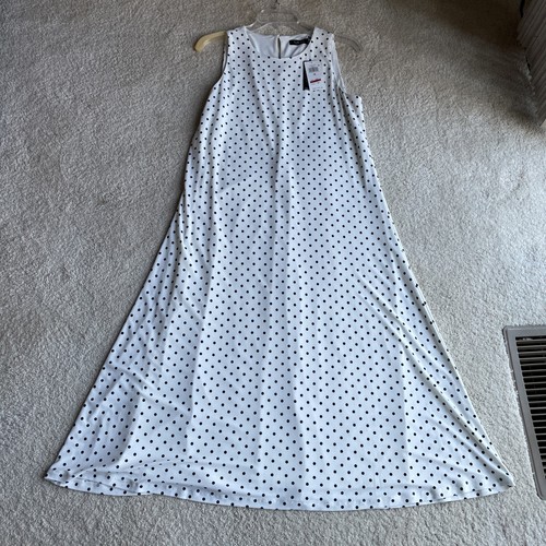 NWTS Lauren Ralph Lauren Dress Womens Size 12 Ivory Polka Dot Swing Sleeveless - Picture 6 of 13