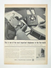 Vintage Bell Telephone System Print Ad 1959 Rotary Phone Desktop Mid-Century Era