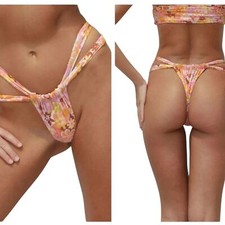 NWT Stone Fox Swim Bijou Bottom Retro Pop Floral Orange REVOLVE size L