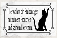 Holzschild 12X18 Cm Katze Hier Wohnt Ein Stubentiger Deko Geschenk Schild
