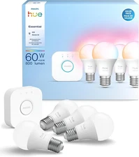 Philips Hue Essential E26 Starter Kit Light Bulb 4-Pack White & Color Ambiance