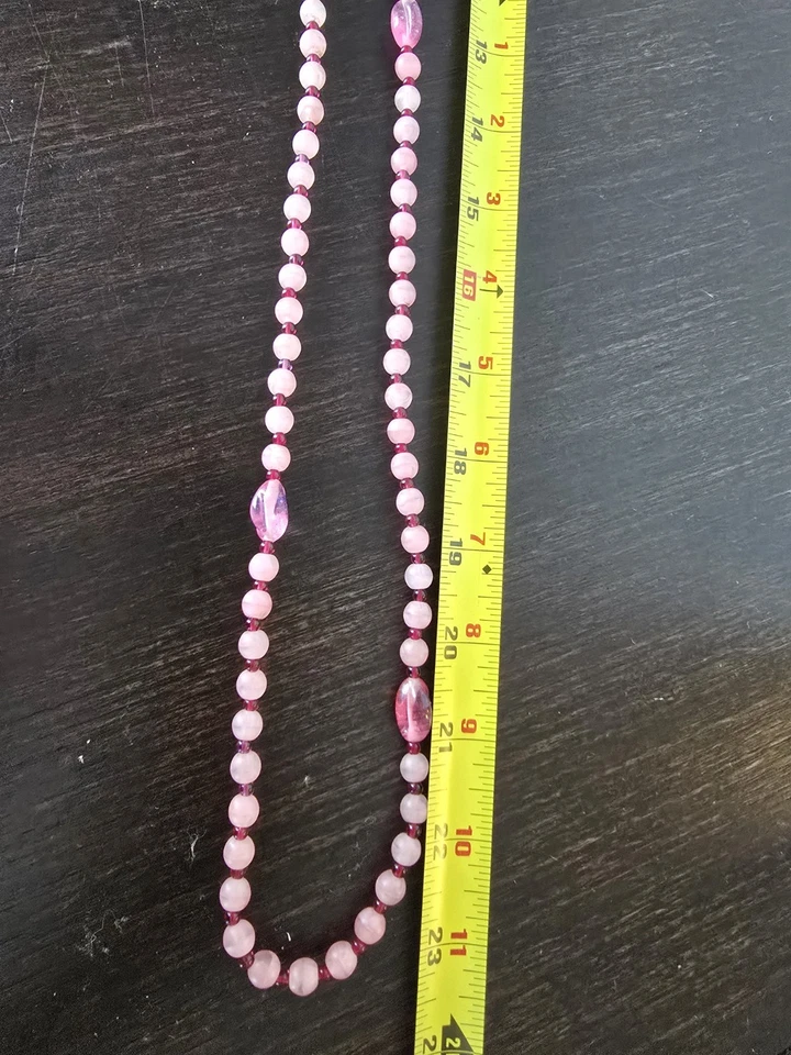 Collar largo Pick de cuentas de vidrio con cuentas de granate rojo Foto 4 de 4