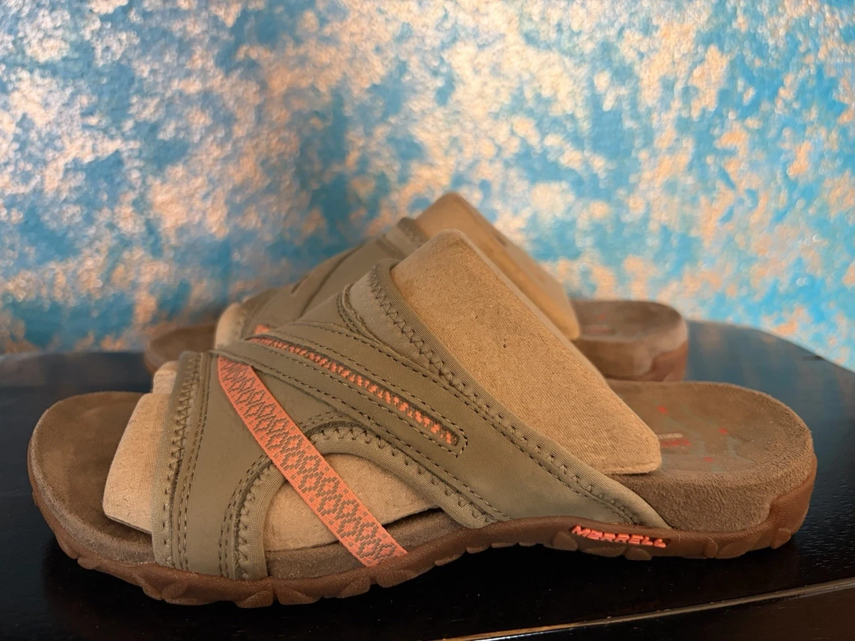 Merrell Men\'s Downtown Slide Buckle Leather Sandals S 12 Dark Earth Brown Hippie Merrell Slides Sandals for Men for sale | eBay main image 2