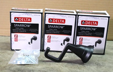 3 Delta SPR35-MB Sparrow Single Towel-Robe Wall Mount Hook Matte Black Finish