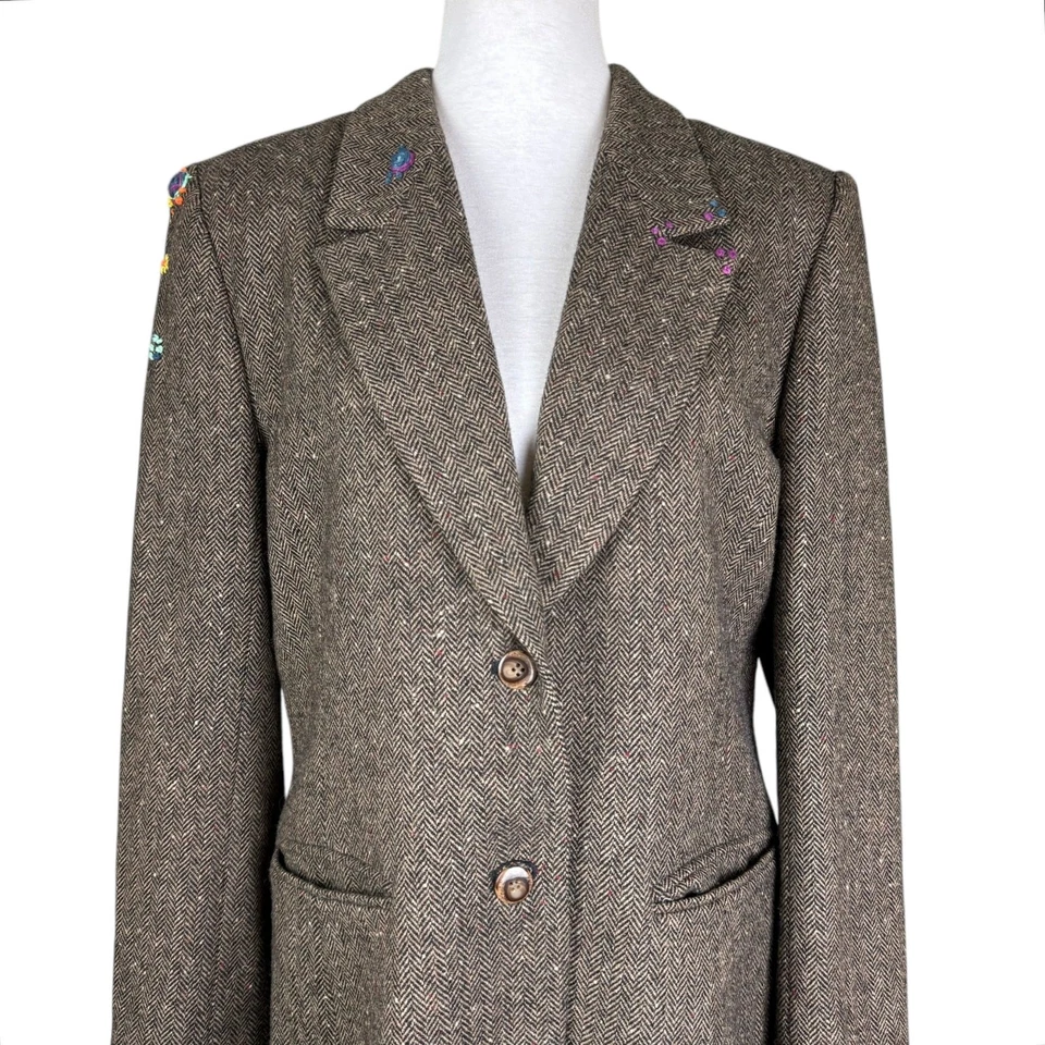 Blazer Pendleton 100% Lana 12 Vintage Marrón Espiga Reciclado Bordado Foto 4 de 4